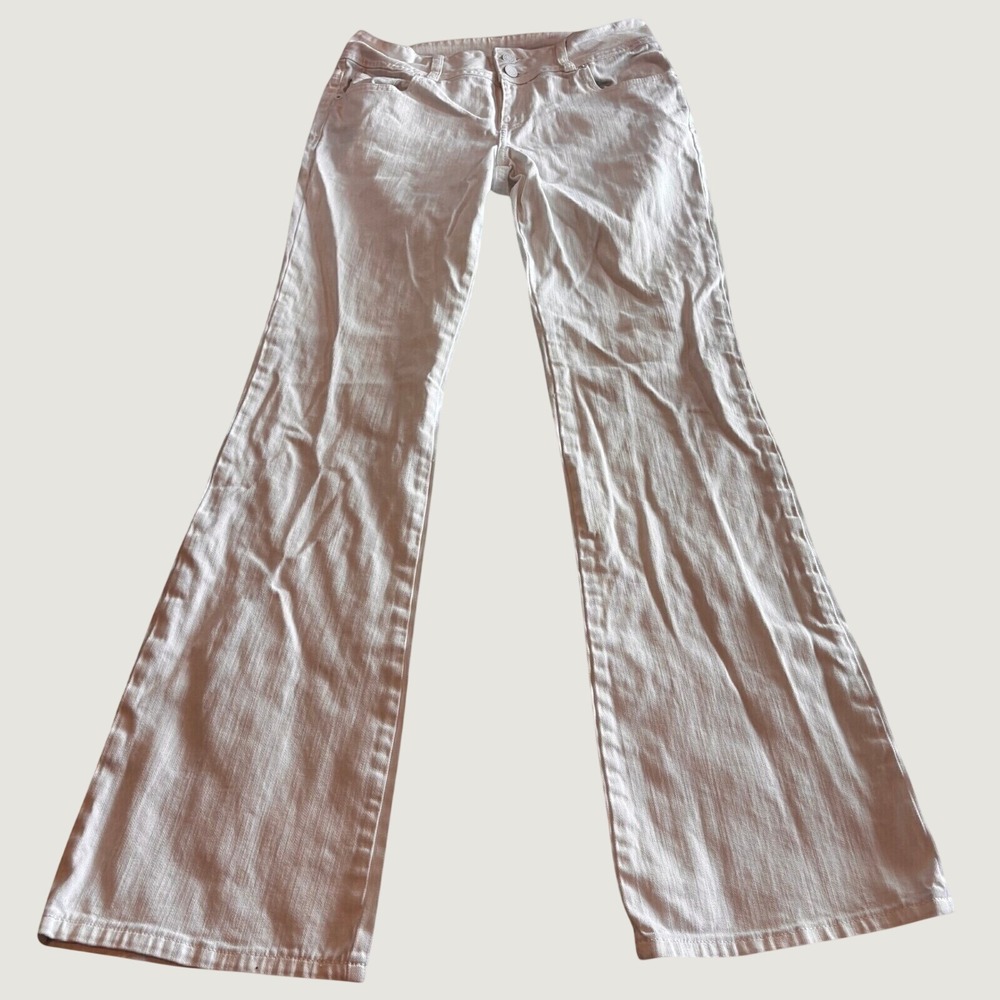 London Jean Womens White Flare Denim Pants Double Button Size 6